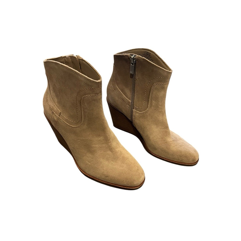 Lucky Brand Wadier Suede Wedge‎ Ankle Bootie Western Boots Size 7.5 NEW